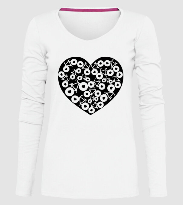 Inima bicicleta model alb pe tricou