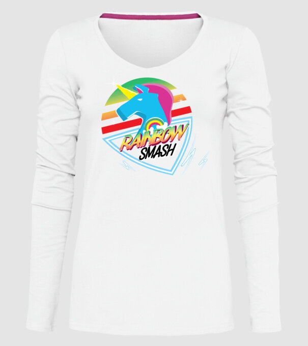 Curcubeu unicorn model alb pe tricou