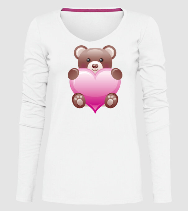 Ursuleț inimos model alb pe tricou