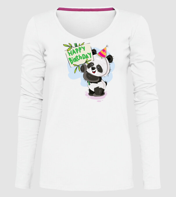 Zi de naștere panda model alb pe tricou