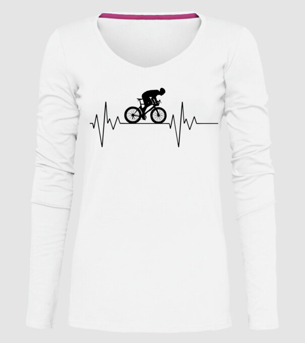 Biker Heartbeat model alb pe tricou
