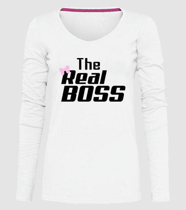 The real boss model alb pe tricou