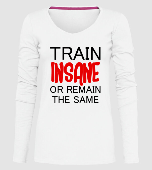 train insane model alb pe tricou