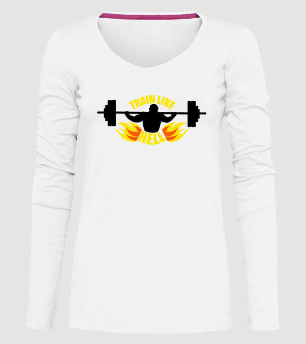 Train like hell model alb pe tricou