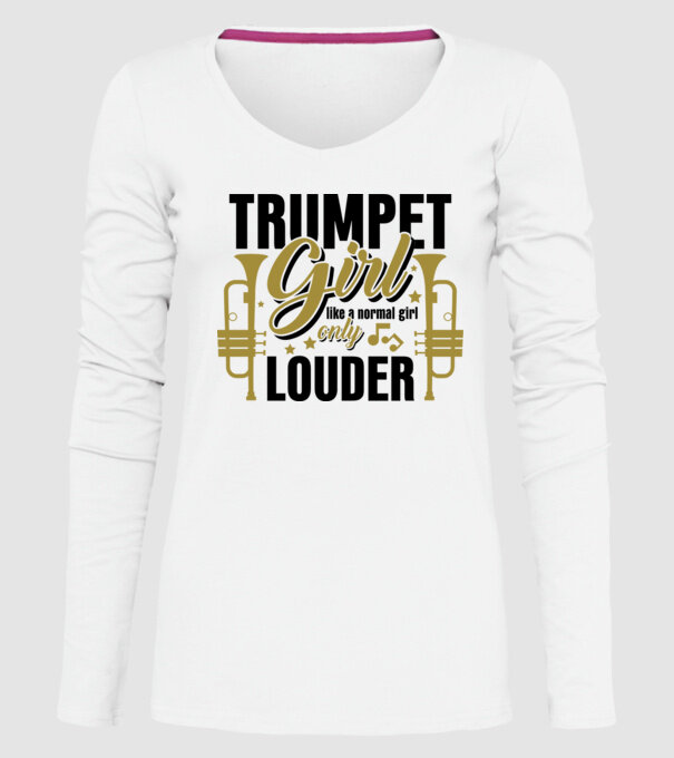 Trumpet girl model alb pe tricou