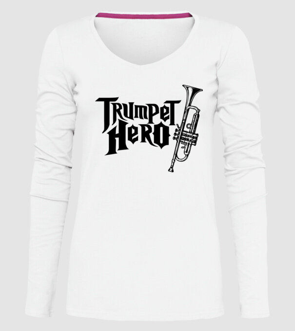 Trumpet Hero model alb pe tricou