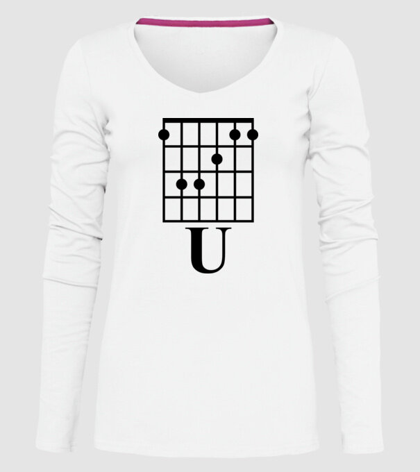 U Chord model alb pe tricou