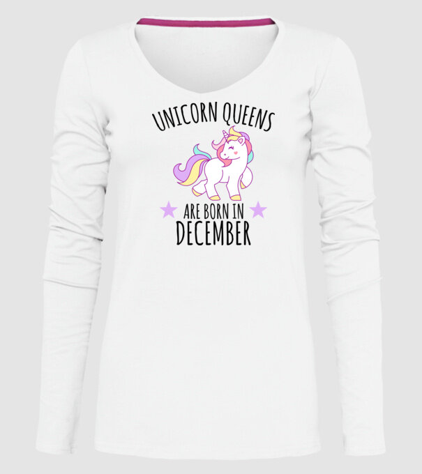 Unicorn Queens are born - December model alb pe tricou