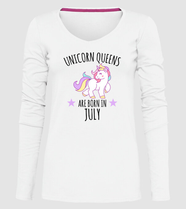 Unicorn queens are born in - July model alb pe tricou