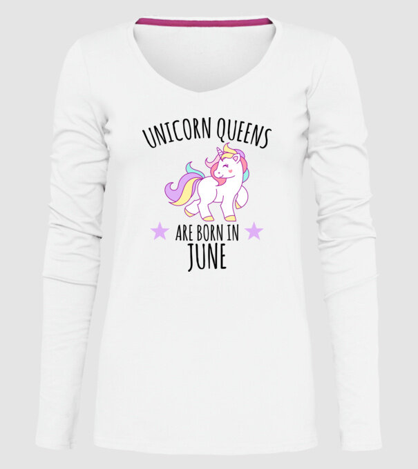 Unicorn queens are born in - June model alb pe tricou