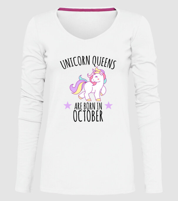 Unicorn queens are born in - October model alb pe tricou