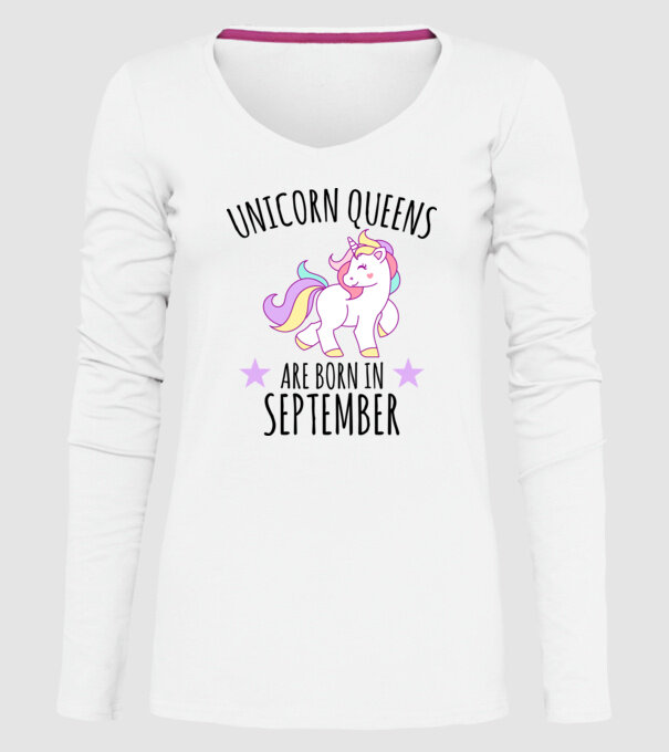Unicorn queens are born in - September model alb pe tricou