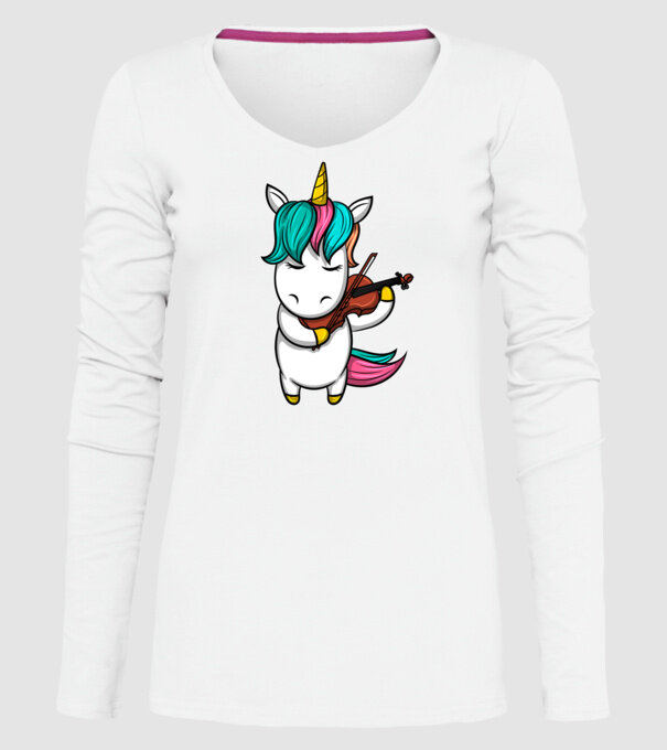 Unicorn Violin model alb pe tricou