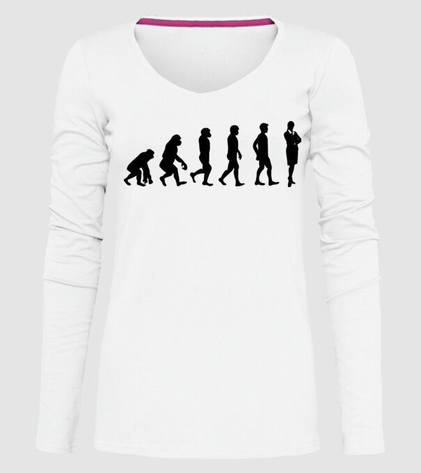 Evoluție femeie de afaceri model alb pe tricou