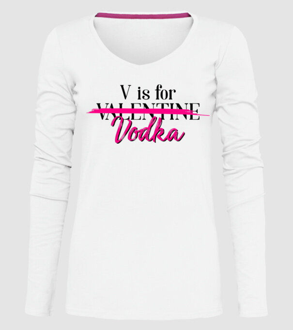 V for Vodka model alb pe tricou
