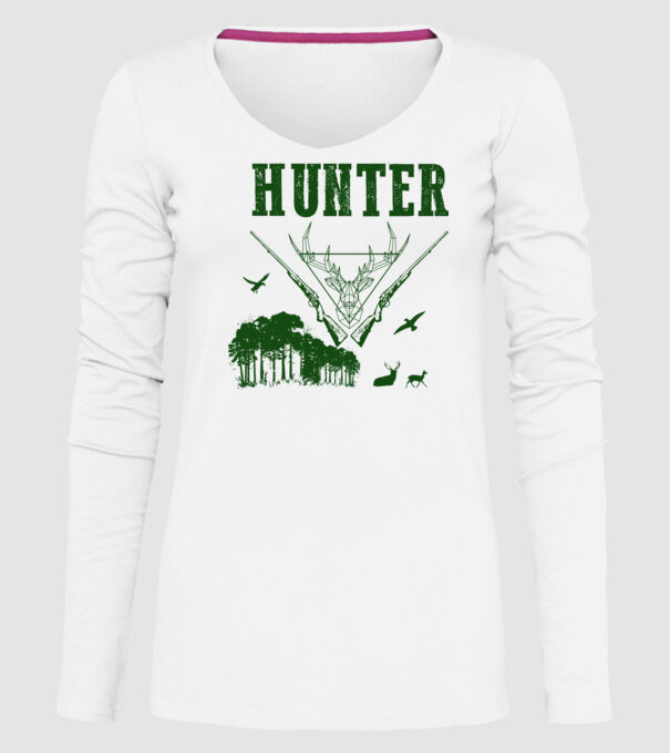 Vânător model alb pe tricou
