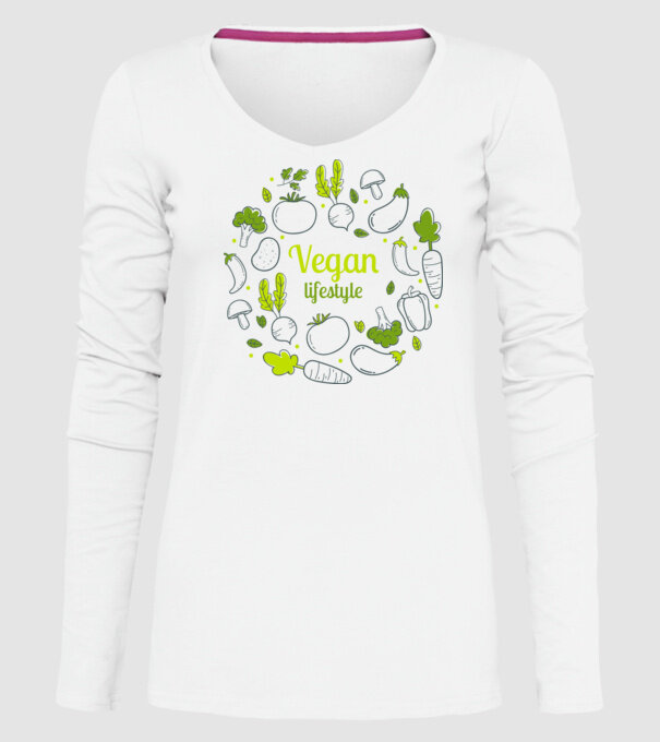 vegan lifestyle model alb pe tricou
