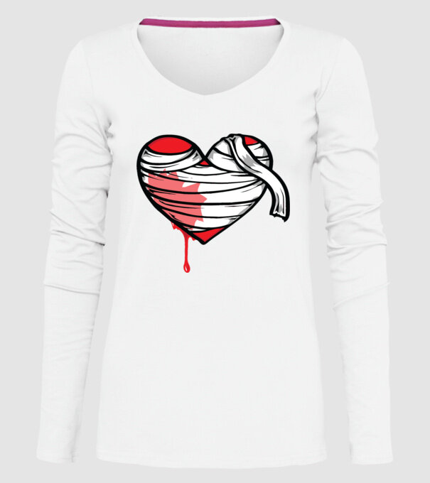 Inimă sângerândă model alb pe tricou