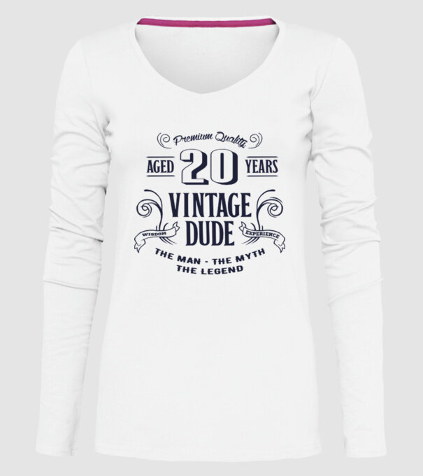 Vintage Dude - 20 model alb pe tricou