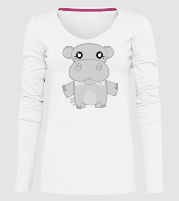 Hipopotam model alb pe tricou