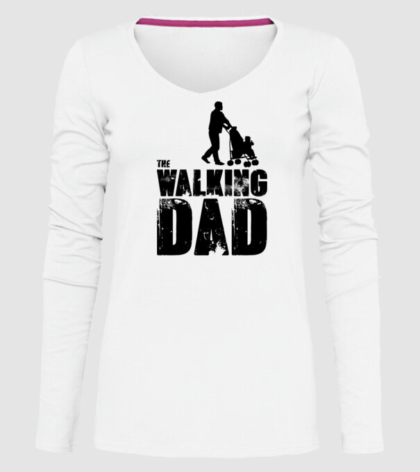 Walking dad model alb pe tricou