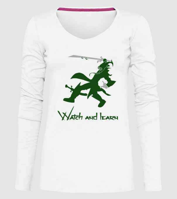 Watch and learn model alb pe tricou