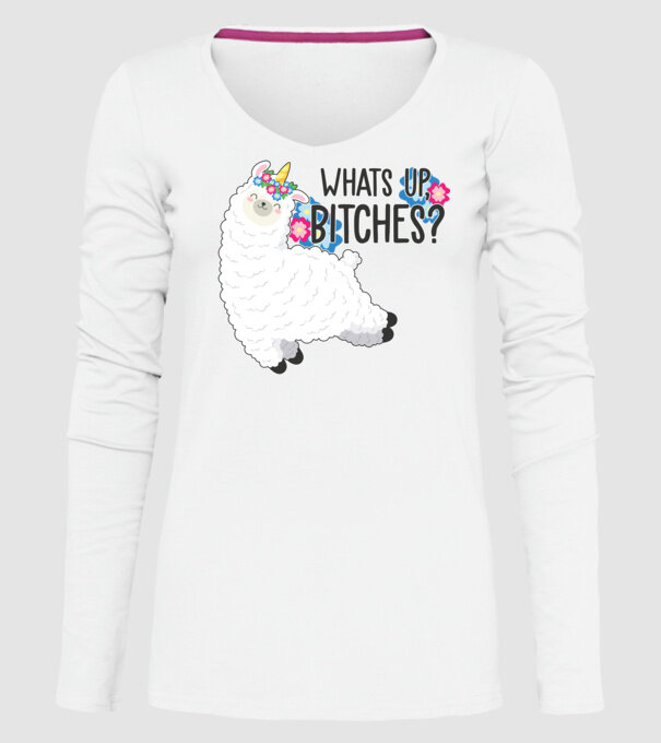 Whatsup bitches model alb pe tricou