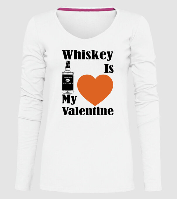 Whiskey Valentine model alb pe tricou