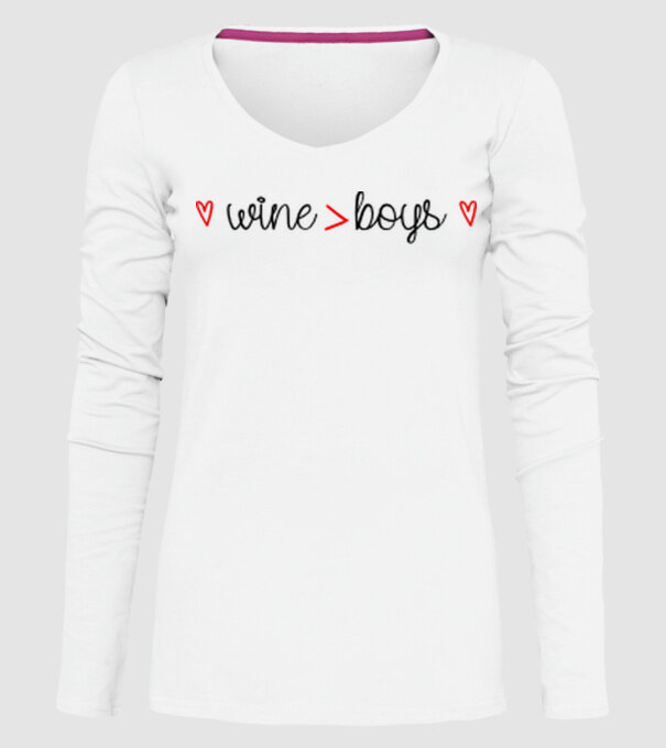 Wine and boys model alb pe tricou