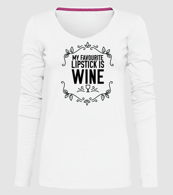 Wine tasting team Favourite lipsitck is wine model alb pe tricou