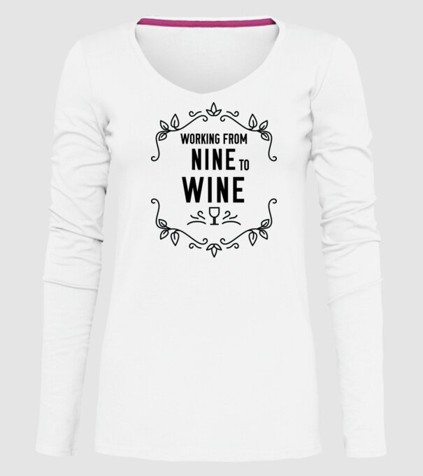 Wine tasting team Working from nine to wine model alb pe tricou