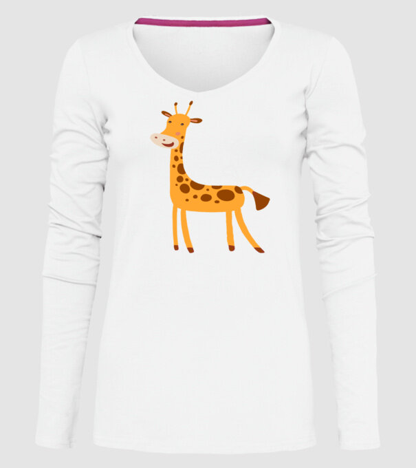 Girafă drăguță model alb pe tricou
