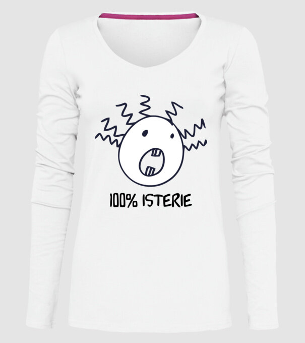 100% isterie model alb pe tricou
