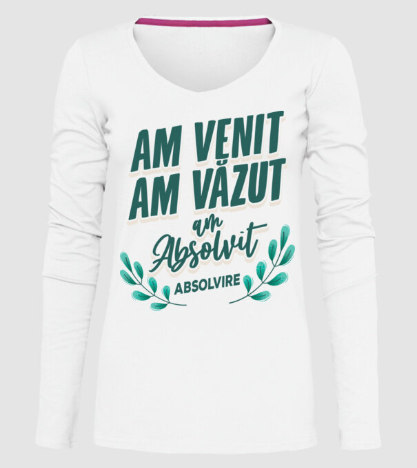 Absolvire model alb pe tricou