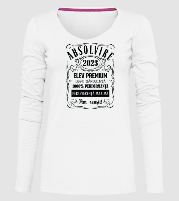Absolvire Premium model alb pe tricou
