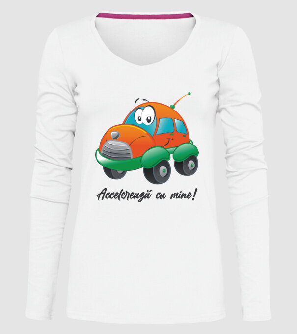 accelerează cu mine model alb pe tricou