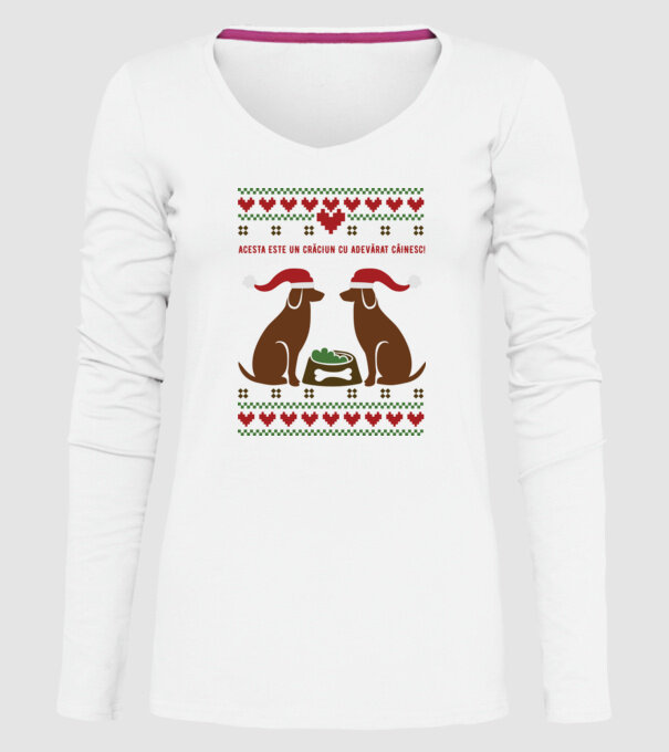 acesta este un Crăciun cu adevărat câinesc! model alb pe tricou