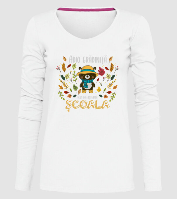 Adio grădiniță, acum sunt deja școlar model alb pe tricou