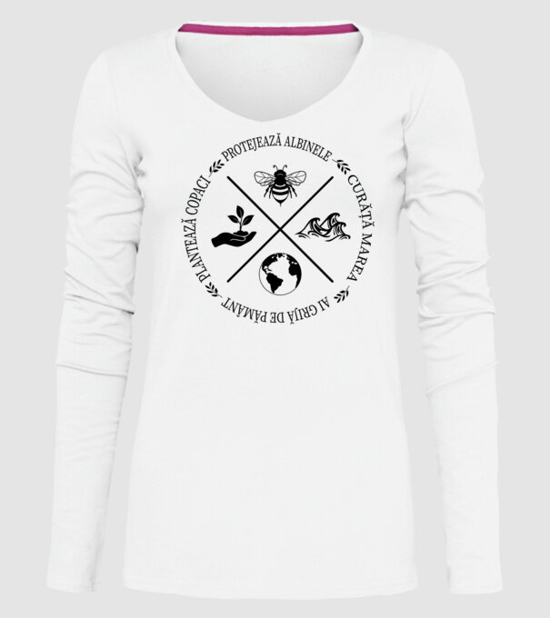 Ai grijă de Pământ model alb pe tricou