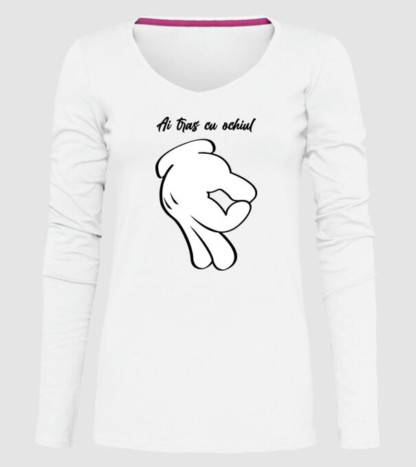 Ai tras cu ochiul model alb pe tricou