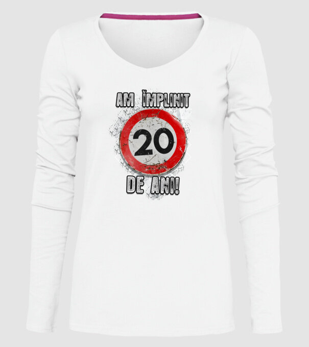 Am împlinit 20 de ani! model alb pe tricou