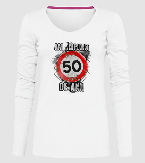 Am împlinit 50 de ani! model alb pe tricou