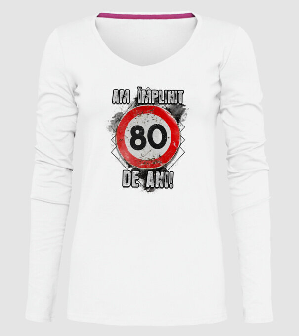 Am împlinit 80 de ani! model alb pe tricou