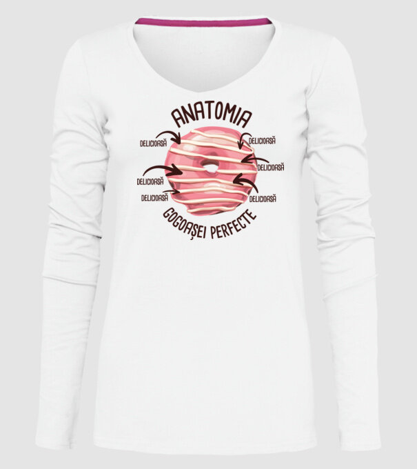 anatomia gogoașei perfecte: delicioasă model alb pe tricou