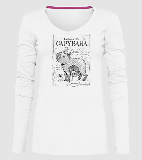 Anatomy of a Capybara model alb pe tricou
