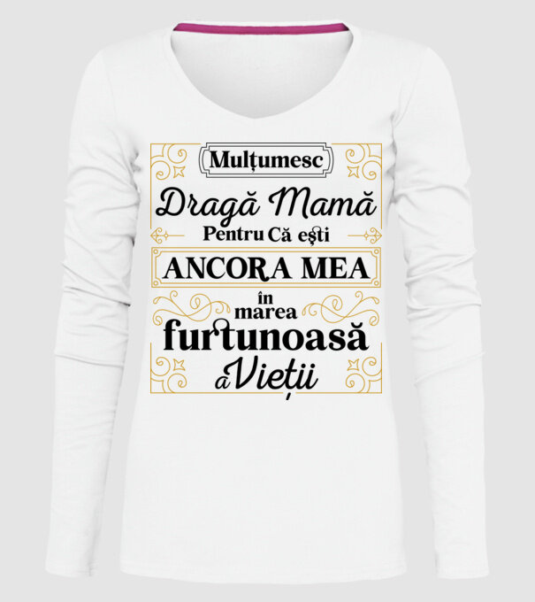Ancora mea model alb pe tricou
