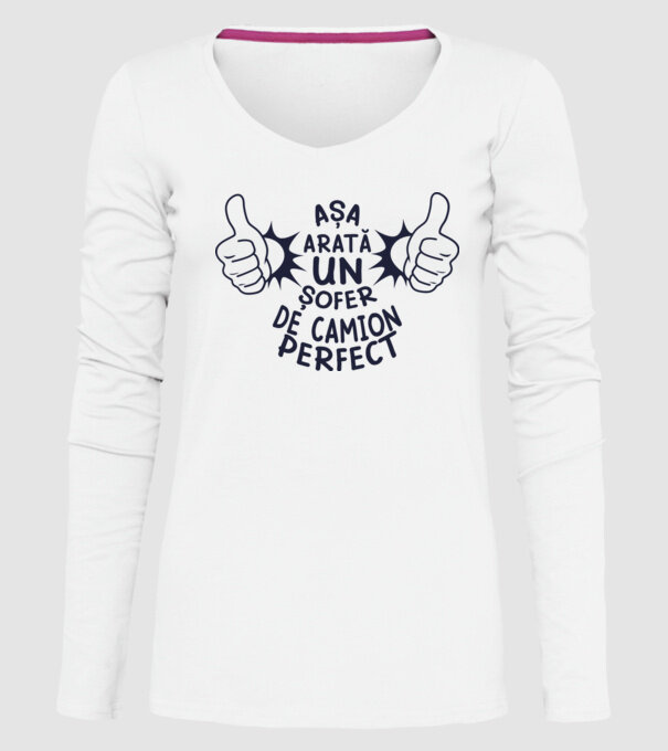 Așa arată un ȘOFER DE CAMION perfect model alb pe tricou