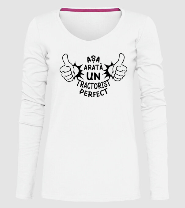 Așa arată un TRACTORIST perfect model alb pe tricou