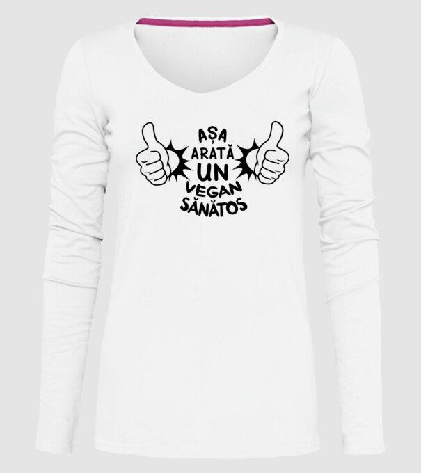 Așa arată un VEGAN sănătos model alb pe tricou