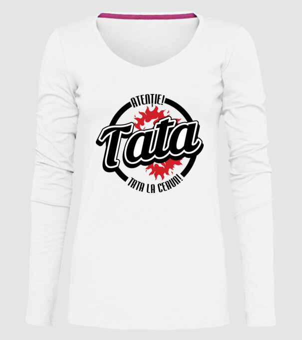 Atenție! Tata la ceaun! model alb pe tricou